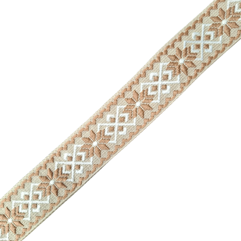 Adjustable Bag Strap: WHITE on BEIGE Pattern near detail