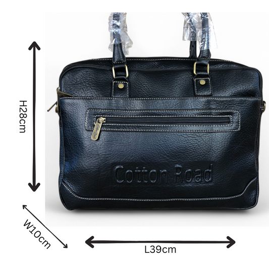 BLACK BRANDED Cotton Road PU Leather Laptop Bag