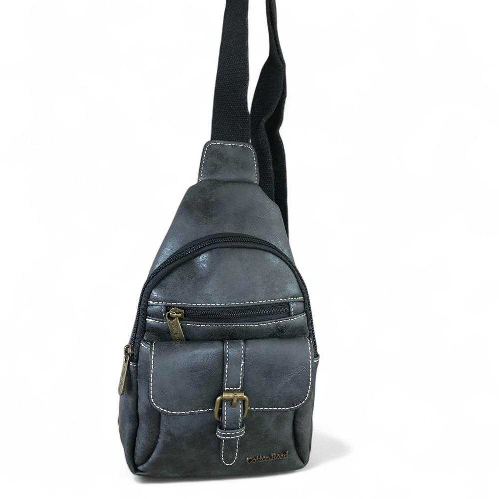 BLACK Cotton Road PU Leather Cross Body Bag / Mini Backpack