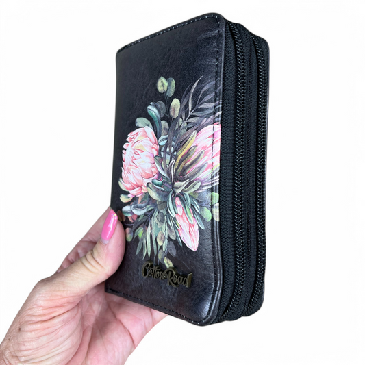 BLACK Medium Cotton Road PU Leather Wallet with PROTEA