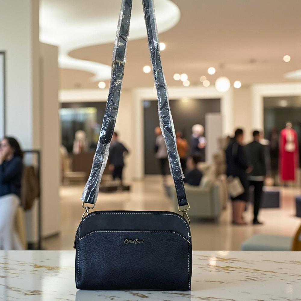 BLACK PU Leather Cotton Road Sling Bag