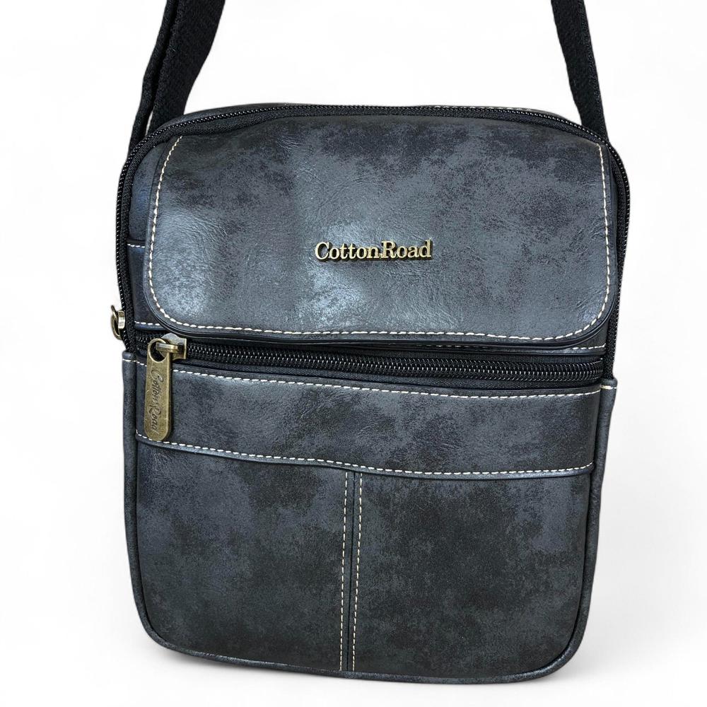 BLACK Unisex PU Leather Cotton Road Sling Bag