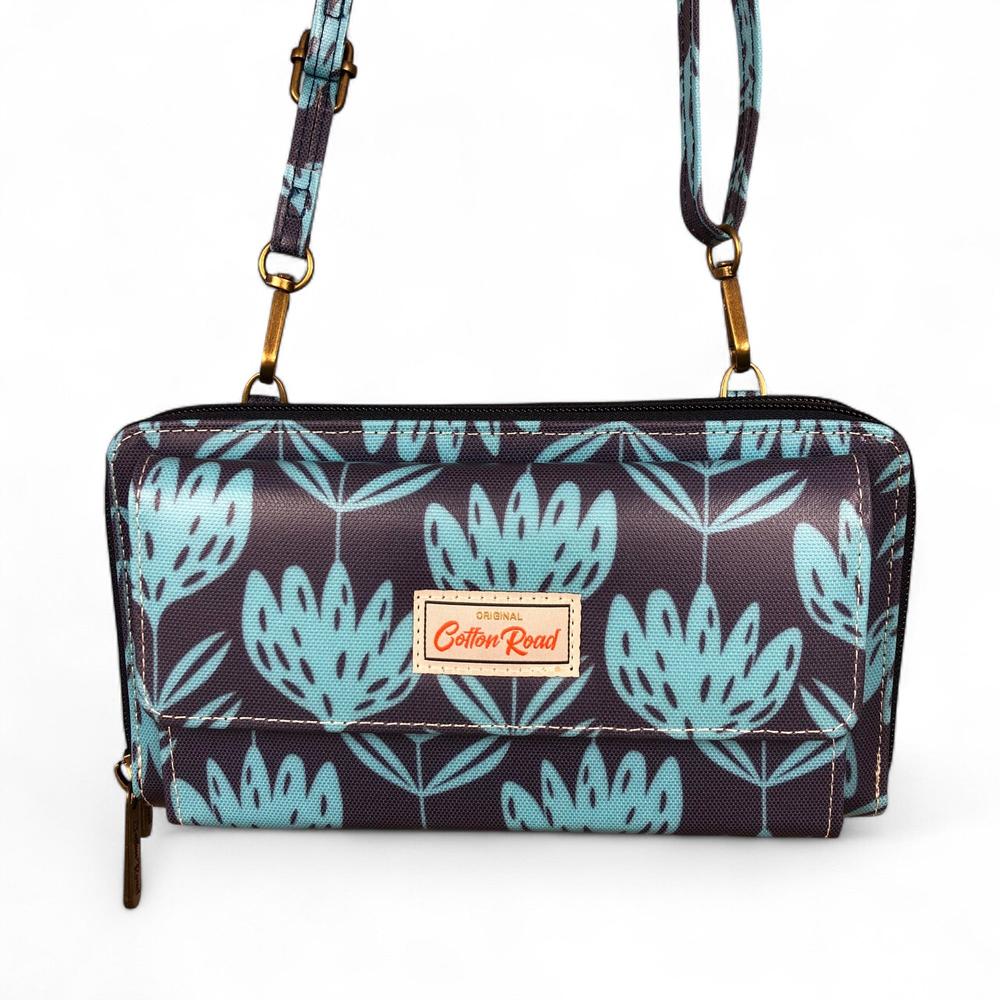 BLUE Cotton Road PVC Cellphone Sling Wallet with PROTEA Print