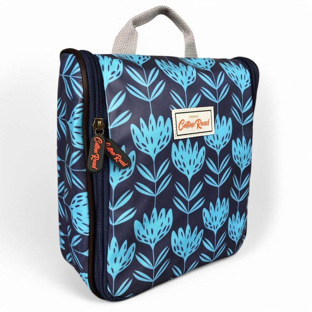 BLUE Cotton Road PVC Hanging Vanity Bag with PROTEAS