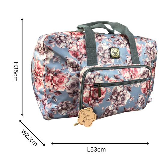 BLUE FLORAL PVC Foldaway WEEKENDER Cotton Road Travel Bag