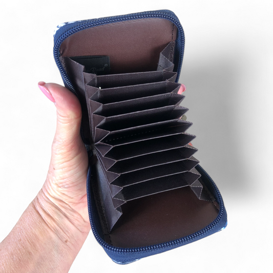 BLUE PAISLEY PVC Cotton Road Card Holder