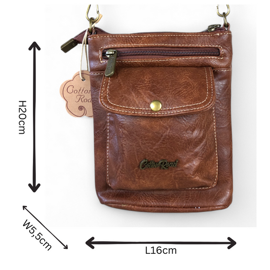 BROWN PU Leather Cotton Road Mini Sling Bag