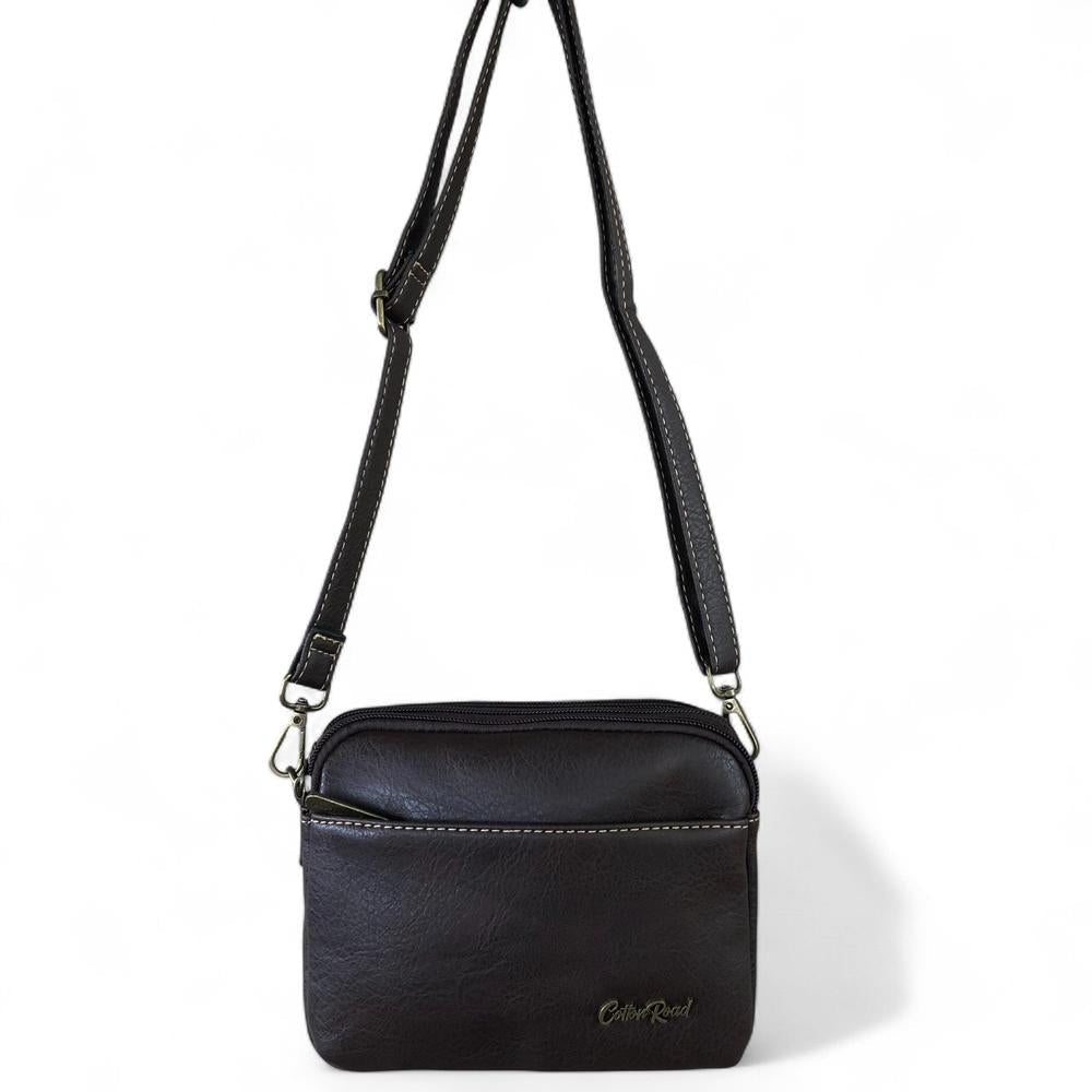 BROWN PU Leather Cotton Road Mini Sling Bag
