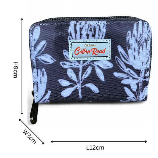 BROWN PVC Cotton Road Card Holder with PROTEA Print