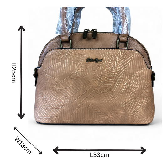 CAMEL Cotton Road PU Leather Handbag with EMBOSSED Panel