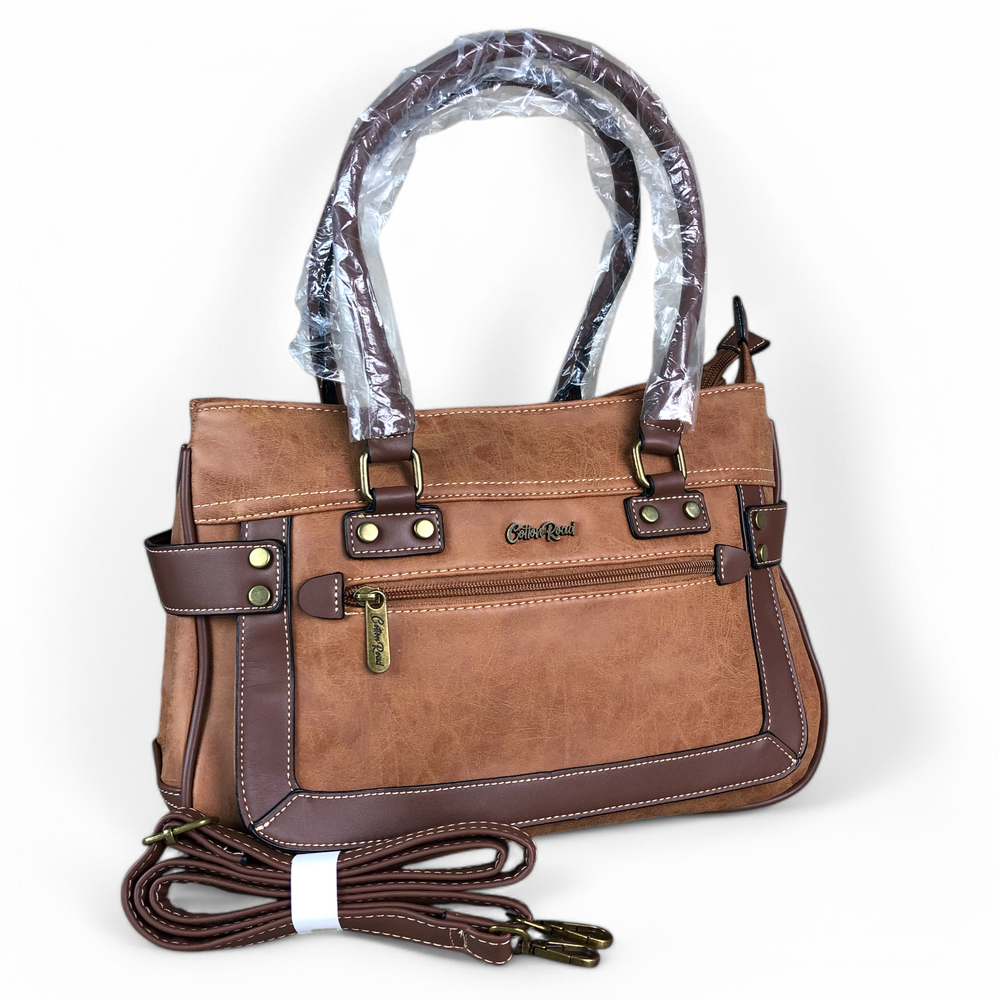 CAMEL Cotton Road PU Leather Handbag with TRIM