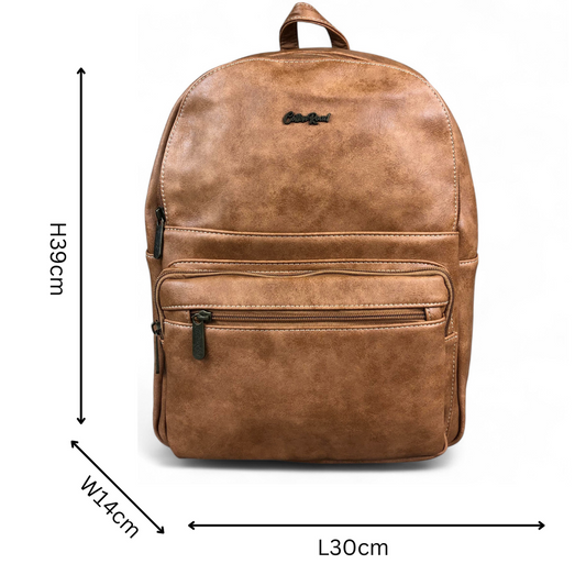 CAMEL PU Leather Cotton Road Backpack