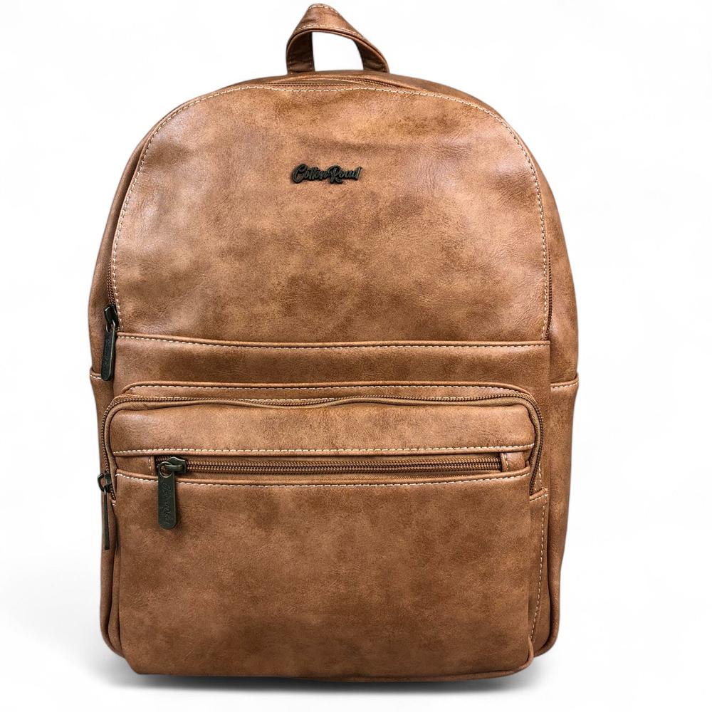 CAMEL PU Leather Cotton Road Backpack