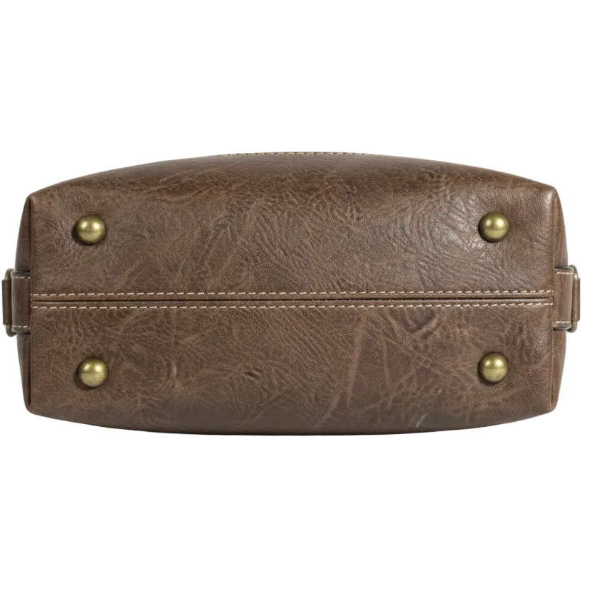 COTTON ROAD SLING BAG: BLACK CANVAS AND PU LEATHER CASUAL BAG BOTTOM FEET