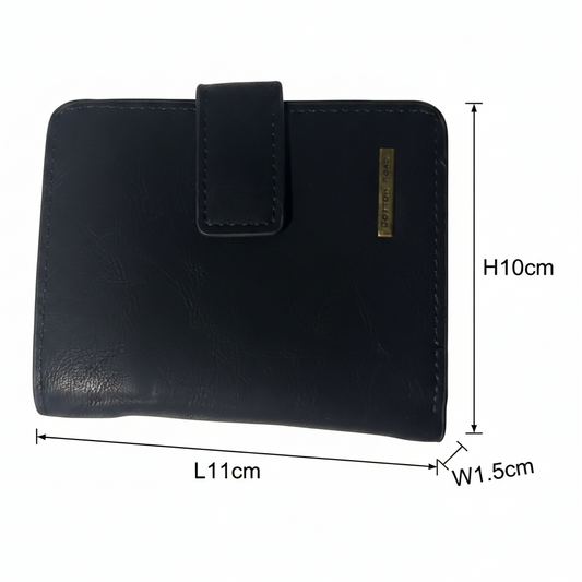 COTTON ROAD WALLET: BLACK PU Leather SMALL MENS Wallet WITH CLIP SIZE