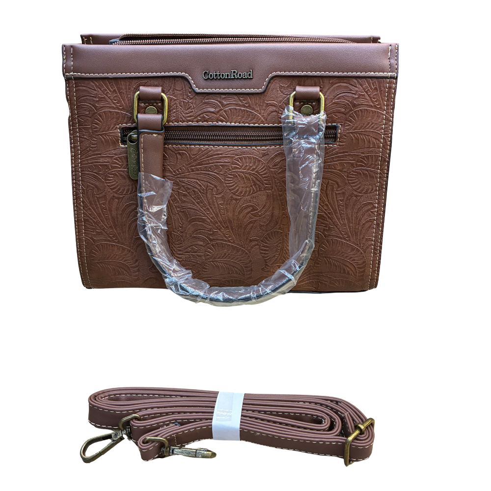 Classic Style COFFEE BROWN PU Leather with Embossed pattern bottom set