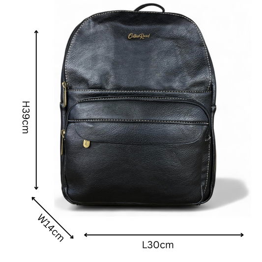 Cotton Road Backpack: BLACK PU Leather Backpack