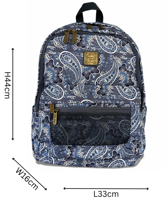 Cotton Road Backpack: BLUE PAISLEY Padded Canvas Backpack for 15'6" Laptop sized