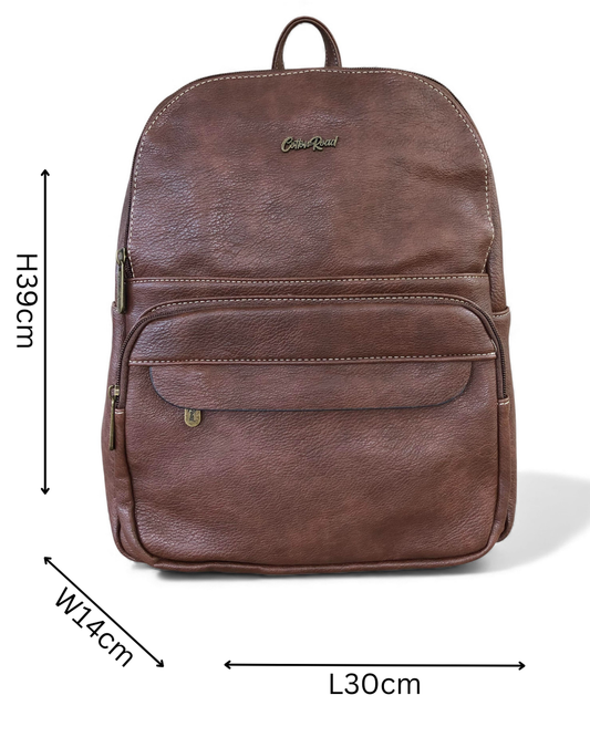 Cotton Road Backpack: BROWN PU Leather Backpack