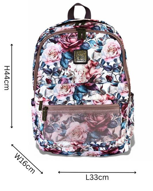 Cotton Road Backpack: PINK FLORAL Padded Canvas Backpack for 15'6" Laptop sized