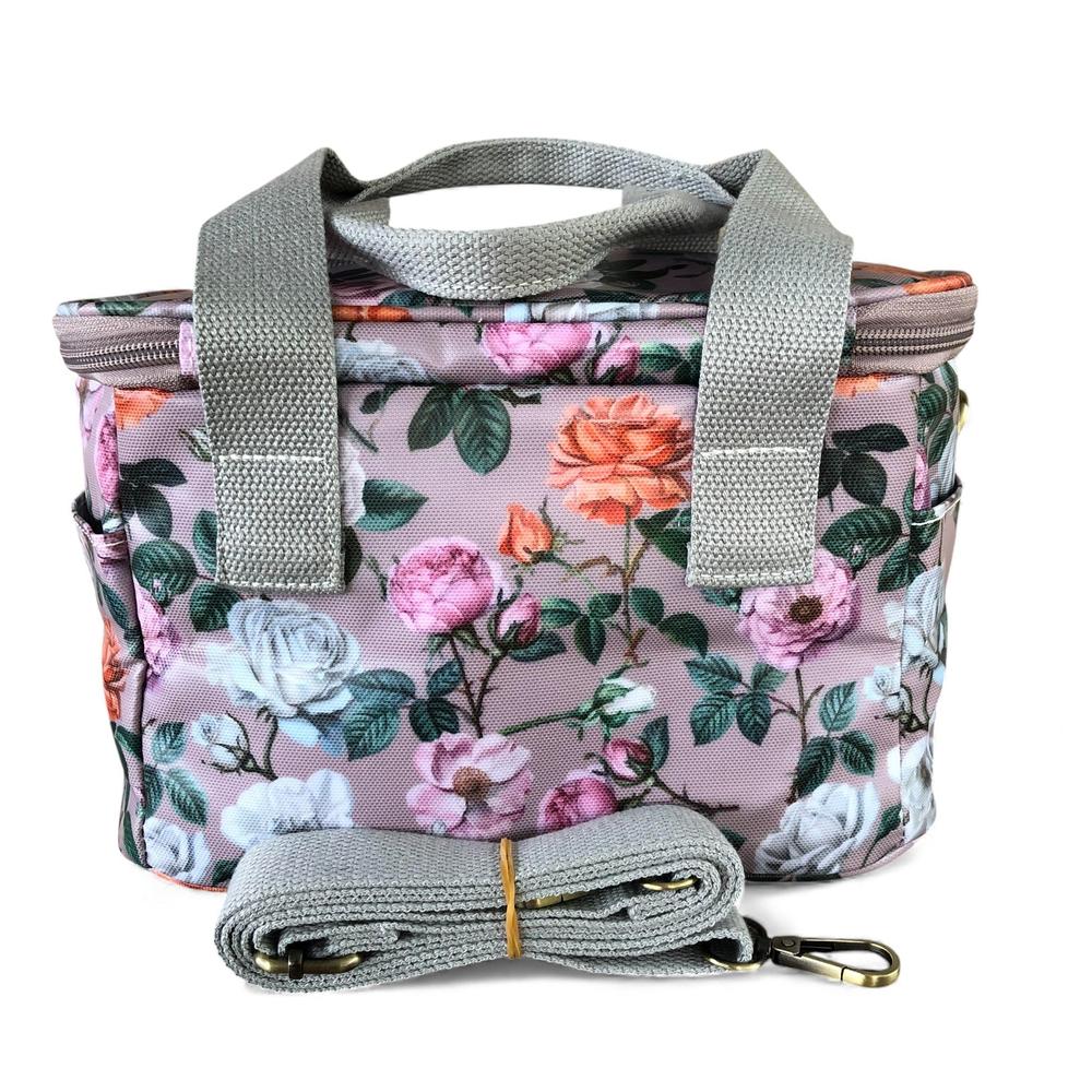 Cotton Road Cooler: MAUVE PVC Cotton Road Lunch Box Cooler Bag with FLOWERS