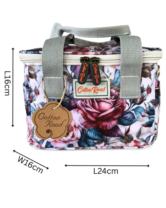Cotton Road Cooler: PINK PVC Cotton Road Lunch Box Cooler Bag with FLOWERS
