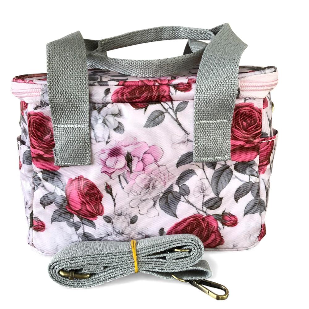 Cotton Road Cooler: PINK PVC Cotton Road Lunch Box Cooler Bag with ROSES