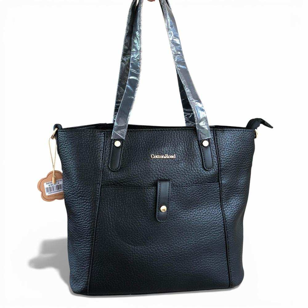 Cotton Road Handbag: BLACK PU Leather Handbag