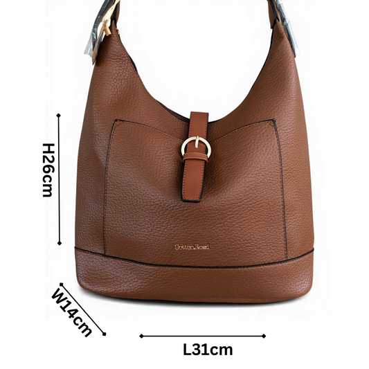 Cotton Road Handbag: TAN PU Leather SIZED