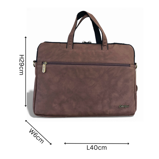 Cotton Road Laptop Bag: Brown PU Leather 15.6" Padded Carry Sleeve for Professionals