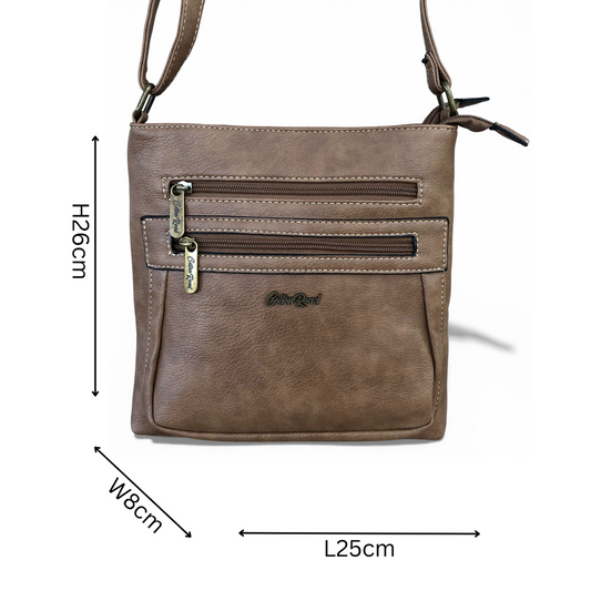 Cotton Road Sling Bag: KHAKI PU Leather Bag