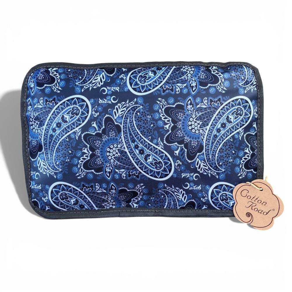 Cotton Road Travel Bag: BLUE PAISLEY Print PVC Foldaway WEEKENDER Travel Bag