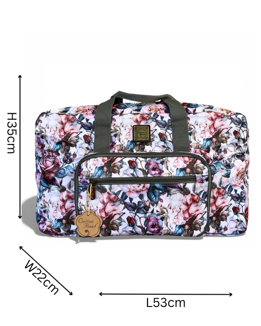 Cotton Road Travel Bag: PINK ROSES PVC Foldaway WEEKENDER Travel Bag