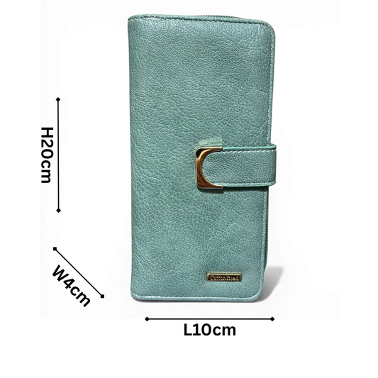 Cotton Road Wallet: Large GREEN PU Leather with Clip