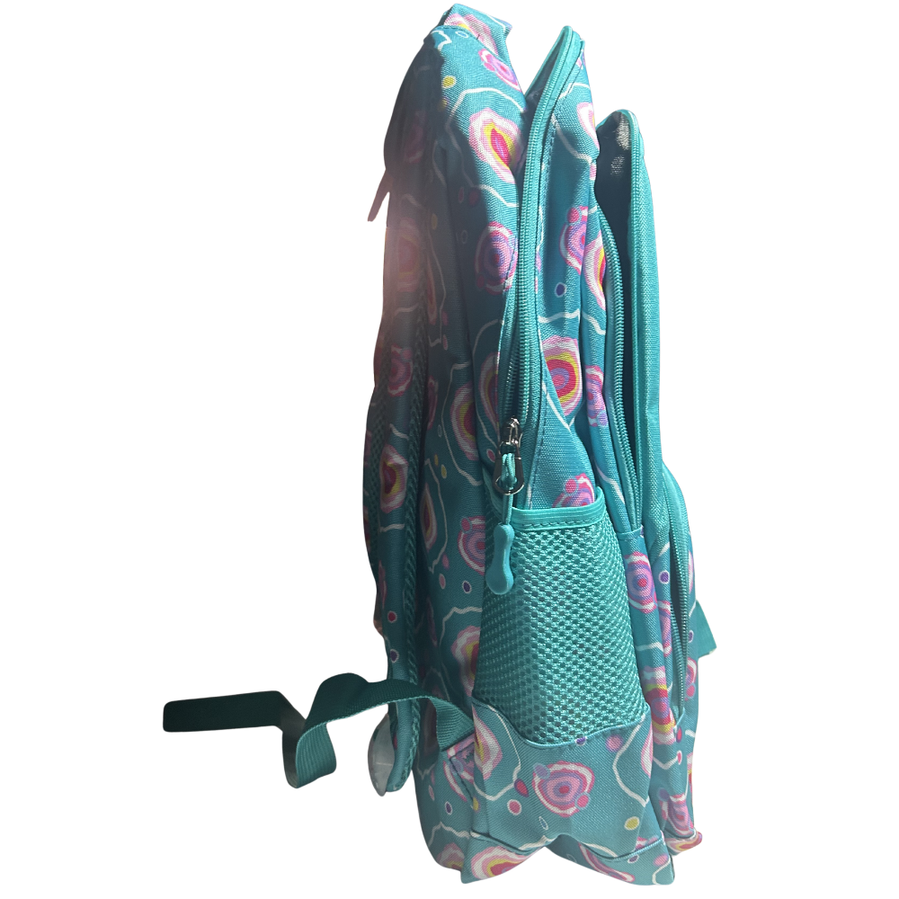Cotton Road 2-Piece Backpack Set: TURQUOISE/ BLUE Canvas Backpack SIDE VIEW