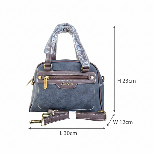 Cotton Road Handbag: BLACK PU Leather Vintage Bag for Women SIZE
