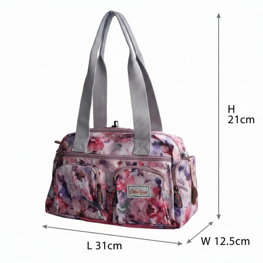Cotton Road Handbag: PINK PVC Handbag with FLORAL PRINT SIZE