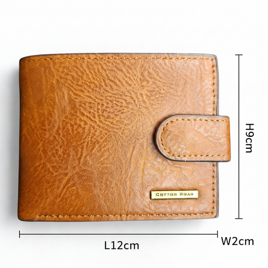 Cotton Road Men's Wallet: TAN BROWN PU Leather with Clip