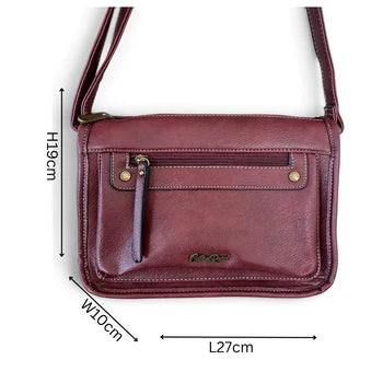 Cotton Road Sling Bag: MAROON PU Leather with Adjustable Strap size