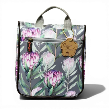 Cotton Road Toiletry Bag: GREY PROTEA PVC Hanging Vanity Bag BACK