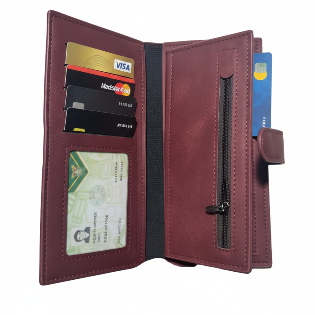 Cotton Road Wallet: Large RED PU Leather with Clip WITH CARDS
