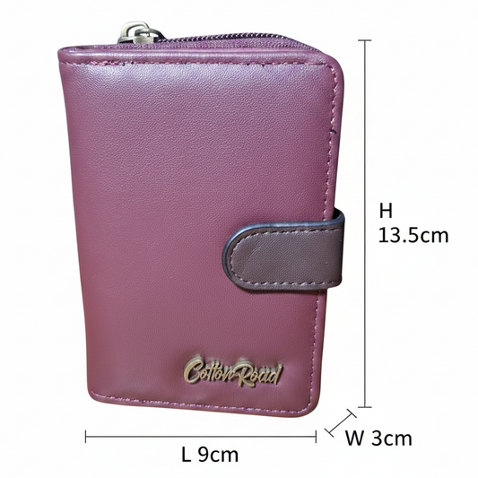 Cotton Road Wallet: Medium MAROON PU Leather with DARK BROWN Clip