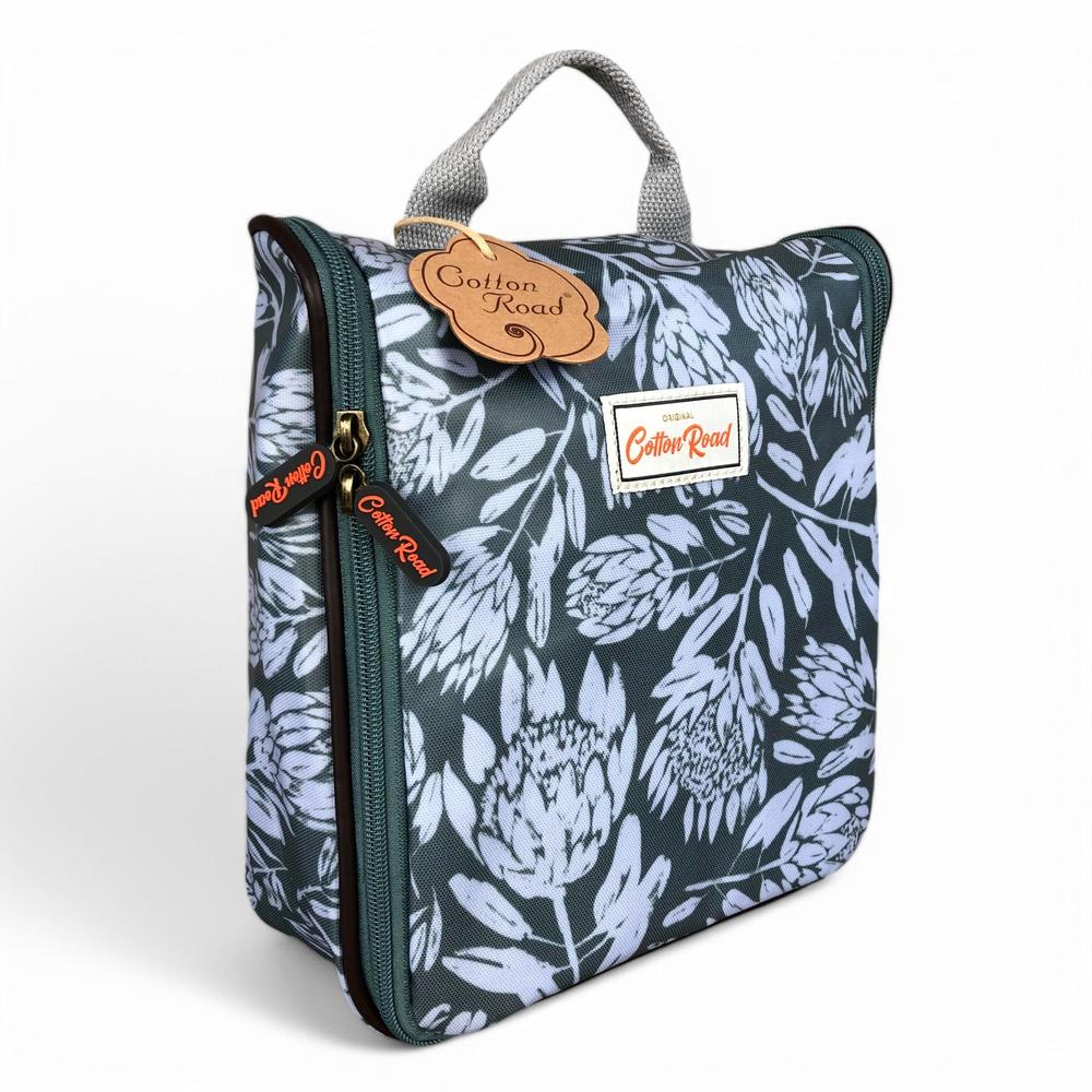 GREEN Cotton Road PVC Hanging Vanity Bag with PROTEAS