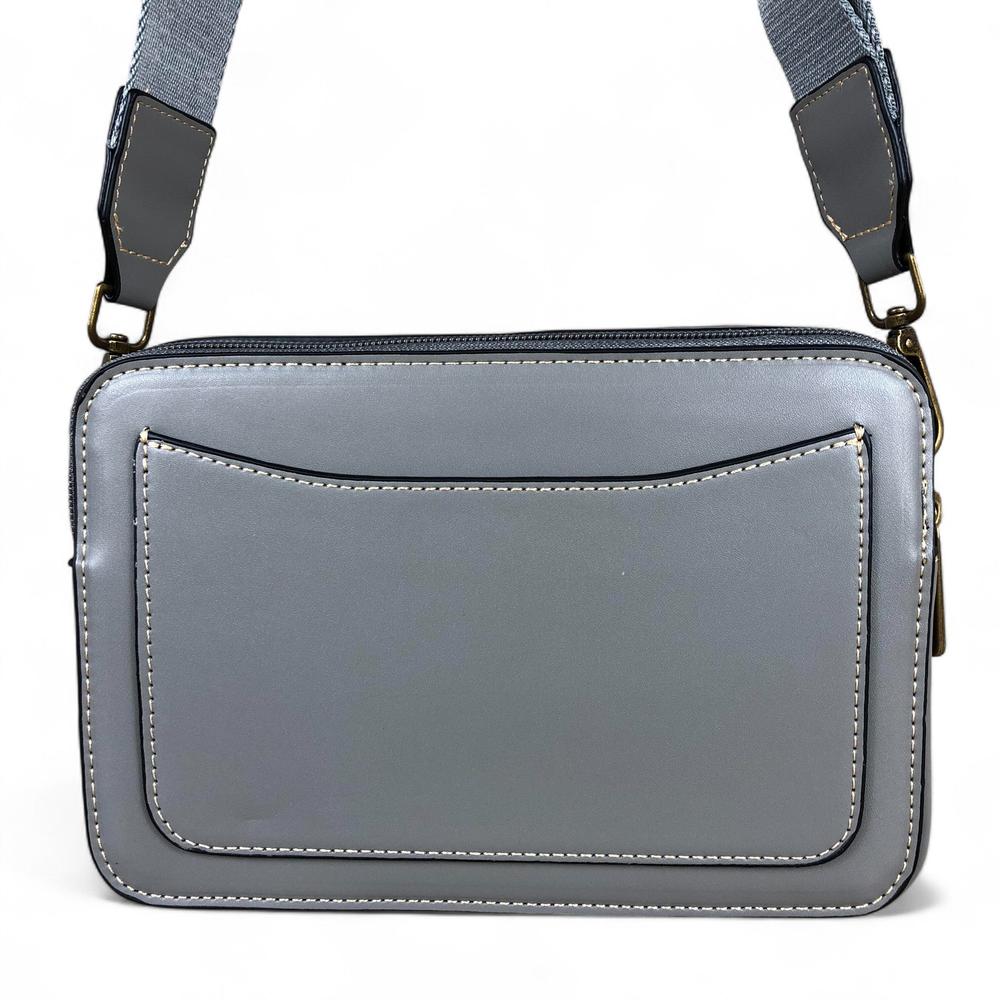 GREY PU Leather Cotton Road Sling Bag with FLORAL Panel