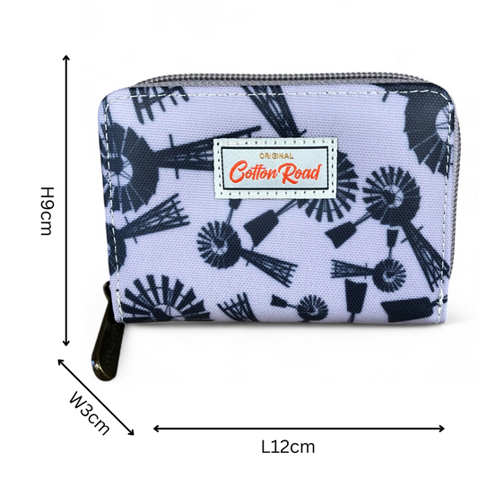 GREY PVC Cotton Road Card Holder with WINDMILLS