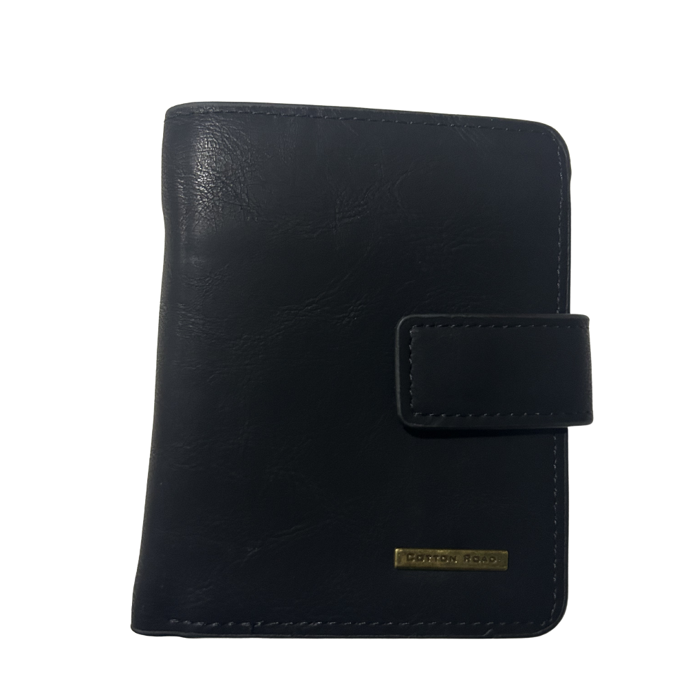 COTTON ROAD WALLET: BLACK PU Leather SMALL MENS Wallet WITH CLIP