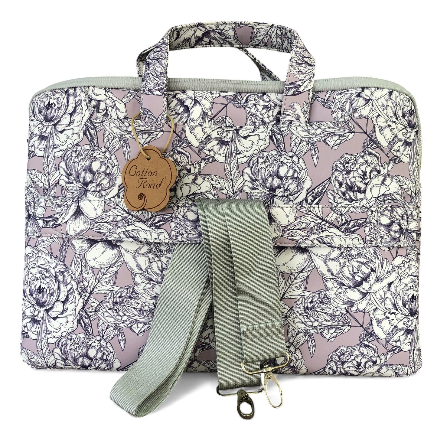 LILAC FLORAL Cotton Road PVC Laptop Bag / Carry Sleeve with Padded Inner