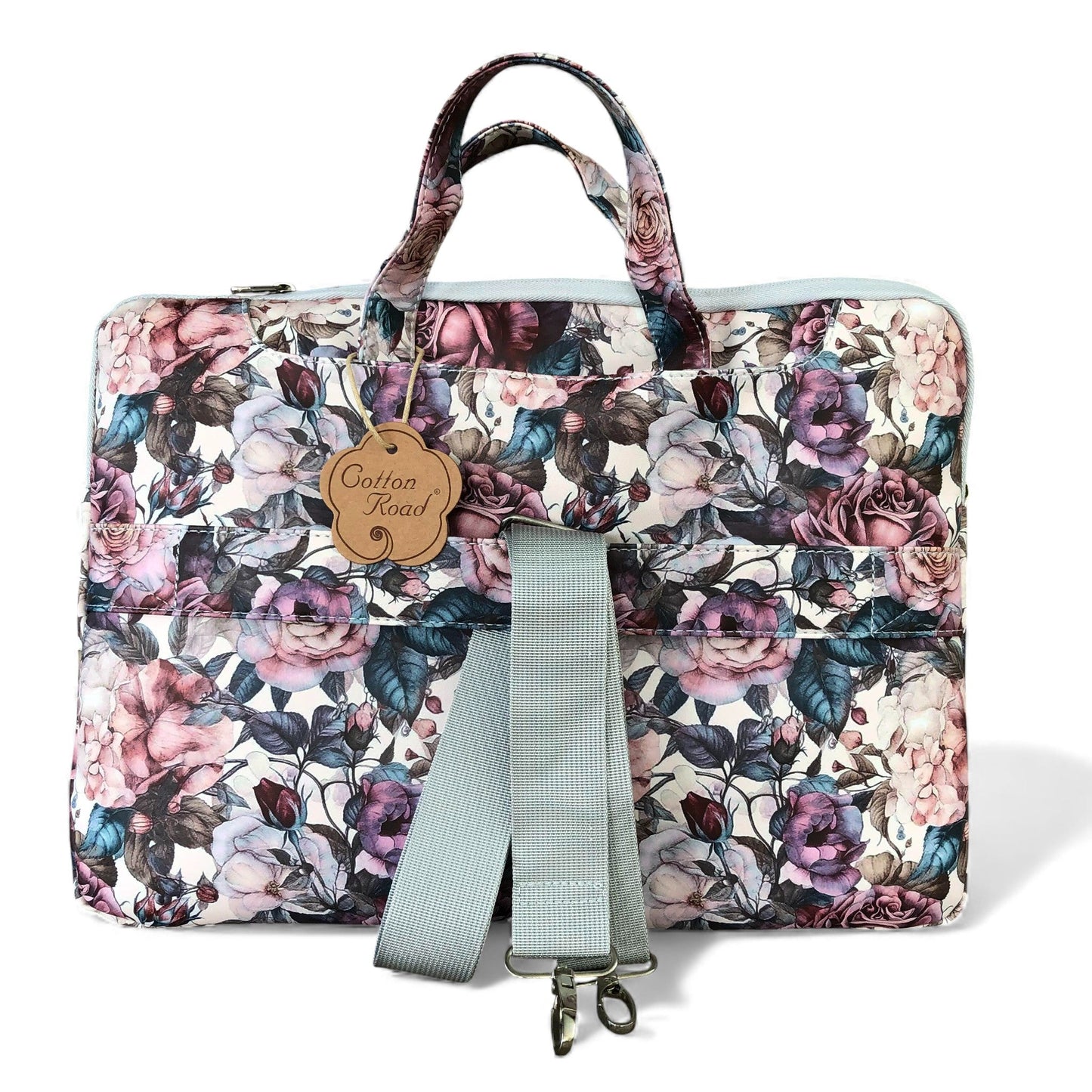 PINK FLORAL Cotton Road PVC Laptop Bag / Carry Sleeve with Padded Inner