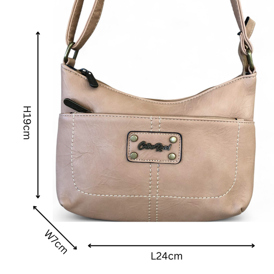 KHAKI PU Leather Cotton Road Sling Bag with TAG