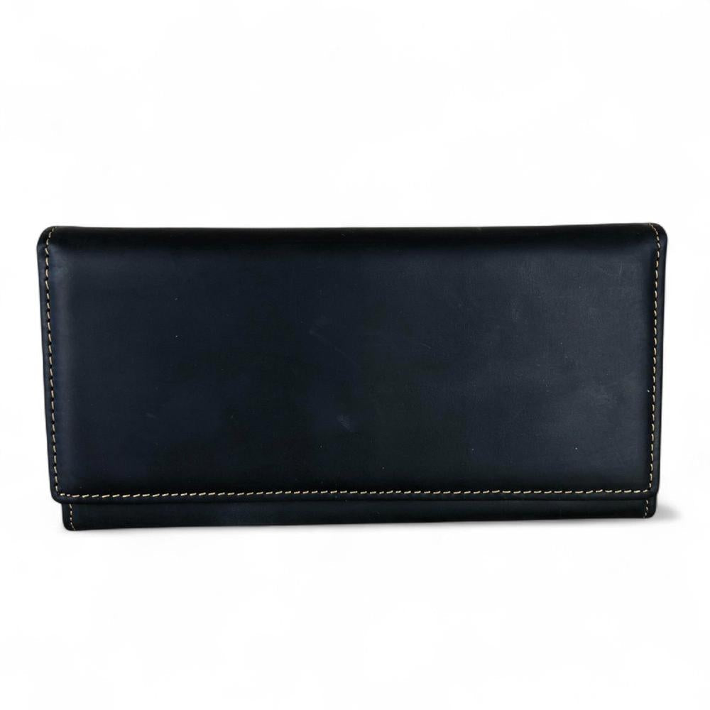 Large BLACK VIVACE Genuine Leather Wallet with Twin Zip Pockets